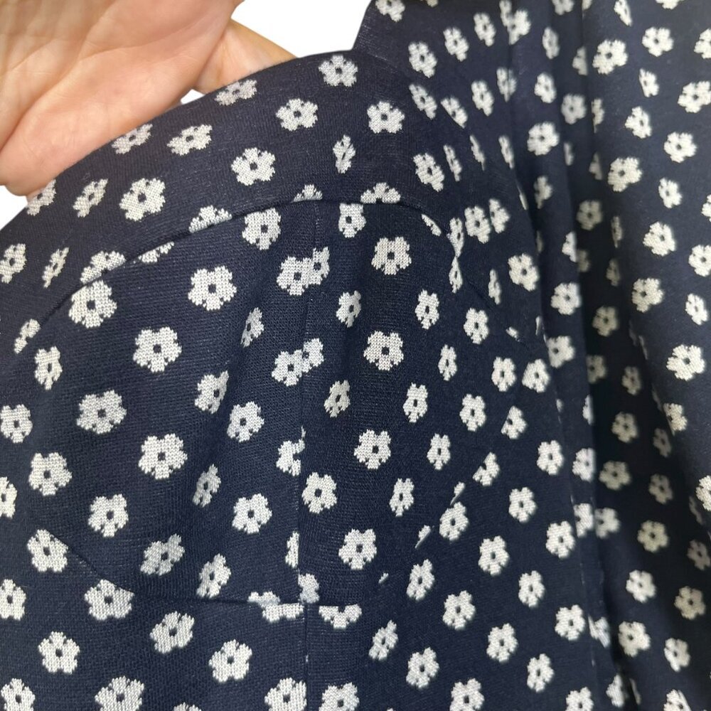 ANTHROPOLOGIE HUTCH Dress Women's 6 Floral Navy Polka Dot Puff Sleeve Belt Mini - Picture 5 of 10